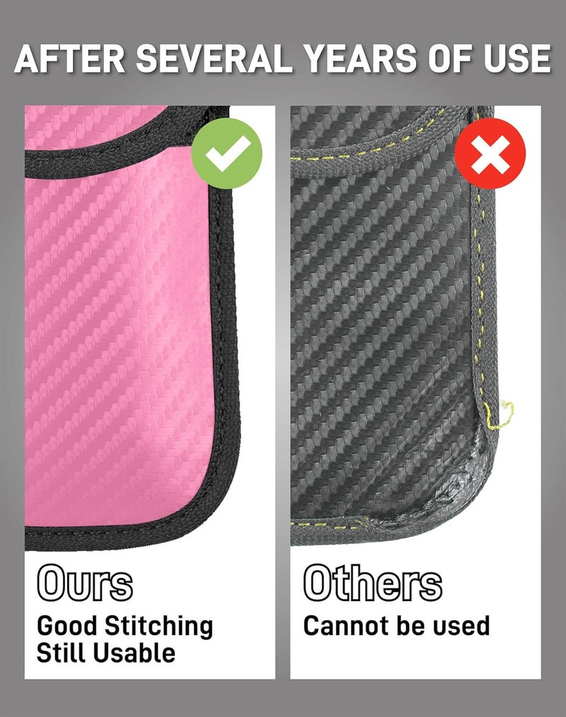 Vammcht Upgraded Faraday Bag for Key Fob (2 Pack), Premium Faraday Key Fob Protector– Car RFID Signal Blocking, Car Security Protection, Anti-Theft Pouch, Anti-Hacking Case Blocker Pink - Image 5